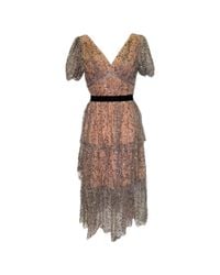 self portrait tiered striped sequin midi dress Rent Sequin-Striped Tiered Midi Dre - Self-Portrait