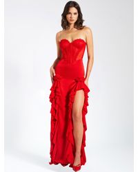 white christmas dresses Miss Circle Women Nessa Red Lace Satin Corset Maxi Dress main image 1