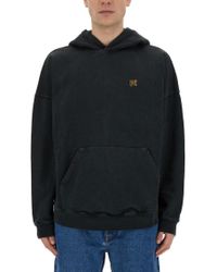 Palm Angels Burning Skeleton Print Hoodie in Yellow for Men