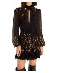 FARM Rio Garden Silhouette Long Sleeve Dress in Black | Lyst