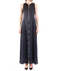 DIESEL Belted Denim Maxi Dress in Blue | Lyst