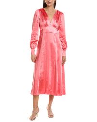 Ted Baker Gabie One-shoulder Satin-crepe Midi Dress in Pink | Lyst