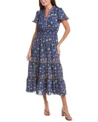 Max Studio Floral Midi Dress in Black | Lyst