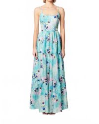 chinese dress ladies Armani Tiered Maxi Dress In Blue Floral