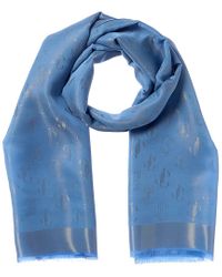 スカーフ Jimmy Choo SCARF (RETAS821 SMOKEYBLUE) Jimmy Choo Logo Silk Scarf in Brown | Lyst