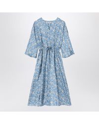 ワンピースその他 S Max Mara Light blue midi silk dress with floral print Max Mara Midi Silk Dress With Floral Print in Blue | Lyst