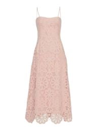 Lela Rose Tulip Lace Midi Dress in Red | Lyst