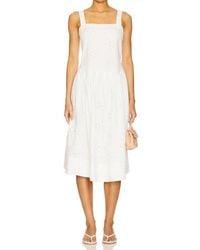 knee length dresses for ladies Mirabel Eyelet Midi Dress — White & Green main image 0