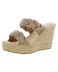Kenneth Cole Olivia Suede Peep Toe Wedge Sandals in Natural Lyst