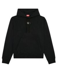 DIESEL Distressed Hoodie With Kangaroo Pocket in Black for