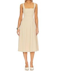 WeWoreWhat Strap Corset Linen-blend Midi Dress in Brown | Lyst