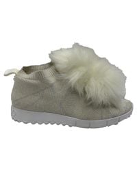 Jimmy Choo Norway Fur Pom Pom Sneakers | Lyst