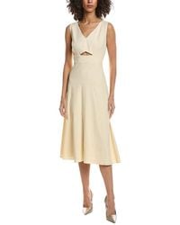 Theory Seamed Linen Blend Maxi Dress in Red | Lyst Theory Seamed Linen Blend Maxi Dress in Red | Lyst