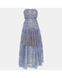 knee length dresses for ladies Self-Portrait Silver Rhinestone Mesh Midi Dress main image 1
