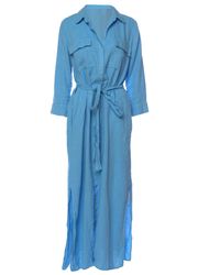 L'Agence Malika Linen-Blend Shirt Dress in Blue | Lyst L'Agence Malika Linen-Blend Shirt Dress in Blue | Lyst