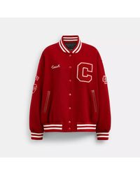 COACH Cotton Varsity Jacket in Natural | Lyst COACH Cotton Varsity Jacket in Natural | Lyst