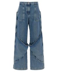 The Attico Paneled Jeans in Blue | Lyst