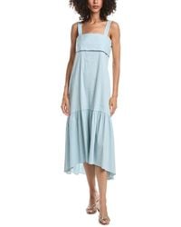 seamed linen blend maxi dress theory Seamed Linen Blend Maxi Dress (Women)