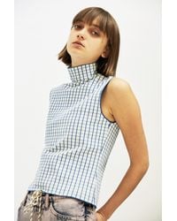 i-am-chen Blue Sleeveless Grid Top