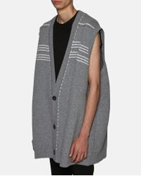 Raf Simons Gray Oversized Sleeveless Cardigan for men