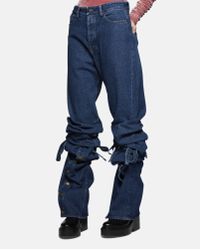 Y. Project Blue Washed Denim Detachable Extended Jeans