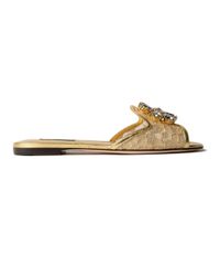 Dolce & Gabbana - Metallic Lace Flat Mule - Lyst