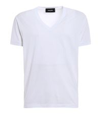 DSquared² White V Neck Basic T-shirt for men