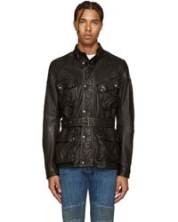 Belstaff Black Leather Speedmaster Jacket for Men - Lyst