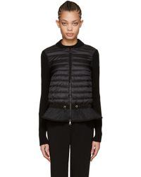 moncler black down knit peplum jacket moncler black down knit peplum jacket