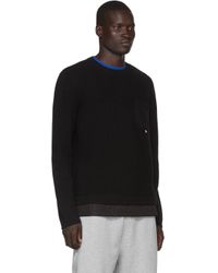 Moncler Wool Black Maglione Tricot Girocollo Sweater for Men - Lyst
