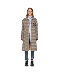 Manteau A Motif Pied De Poule Brun Edition Ny Yankees Laines Gucci Pour Homme En Coloris Noir Lyst