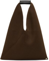 MM6 by Maison Martin Margiela Brown Mesh Small Triangle Tote
