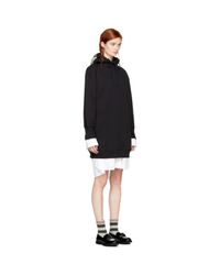 MSGM Black Bejewelled Logo Hoodie Dress