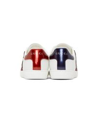 Gucci Leather White Dog New Ace Sneakers | Lyst