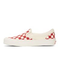 vans slip ons red checkered