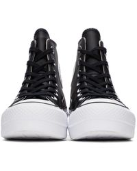 Converse Leather Chuck Taylor All Star Lift Hi Sneakers in Black/Black ( Black) - Lyst