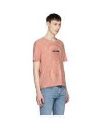 saint laurent red striped t shirt