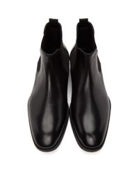 Giorgio Armani Leather Black Beatle Chelsea Boots for Men - Lyst