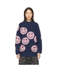 Marc Jacobs Silk Smiley Jumper in Navy 