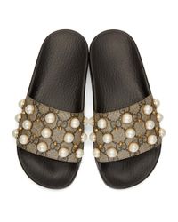 Gucci supreme slides with pearls Clearance