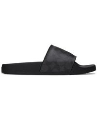 COACH Black Signature Coated Canvas Pool Slide (Charcoal Signature) Shoes for men