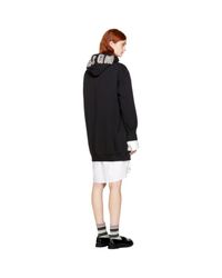 MSGM Black Bejewelled Logo Hoodie Dress