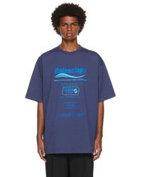 Balenciaga T-shirt Logo Blu In Blue | ModeSens