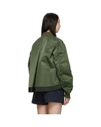 Sacai カーキ プリーツ ボンバー ジャケット Green