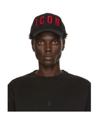 black and red icon cap