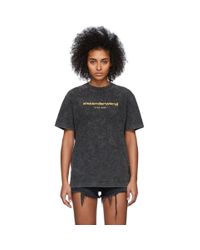 Alexander Wang Cotton Grey Embroidered Logo T-shirt in Gray - Lyst