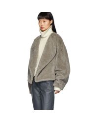 Totême Satin Grey Faux-fur Bellac Jacket in Gray - Lyst
