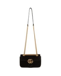 Gucci Leather Black Velvet Mini GG Marmont 2.0 Bag - Lyst