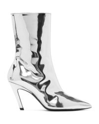 Balenciaga Leather Silver Mirror Slash Heel Boots in Metallic - Lyst