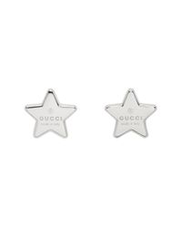 Gucci Silver Star Logo Stud Earrings in Metallic - Lyst
